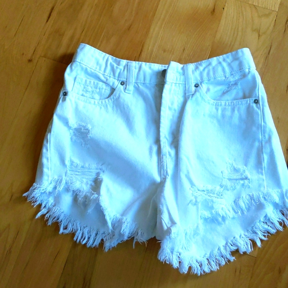 High rise white shorts